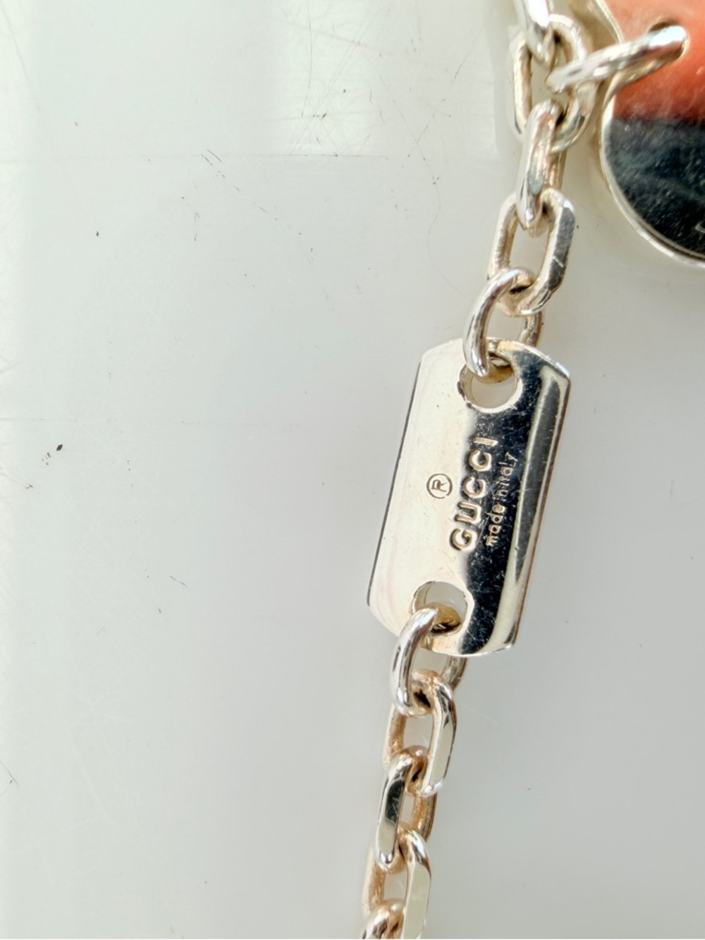 Gucci Trademark Heart Charm Sterling Silver Bracelet - Picture 9 of 12